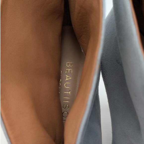 Beautiisoles by Robyn Shreiber Alicia Suede Heel Boots Blue Size US6.5 EU37 - Picture 3 of 16